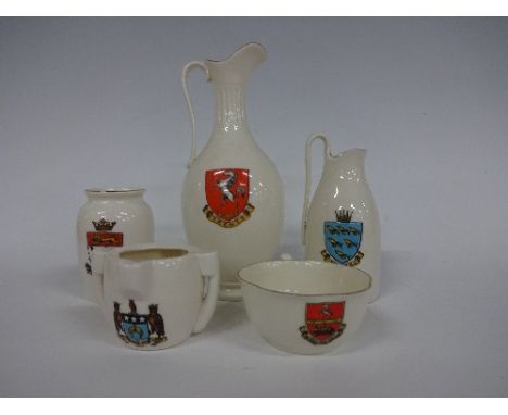 W H GOSS HOME COUNTIES CRESTEDWARE, comprising Kent tyg, Hastings urn and jug, Ashford Roman vase, Lyold jug, Ashford Cup, Ba