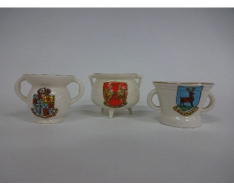 W H GOSS DERBYSHIRE AND NOTTINGHAMSHIRE CRESTEDWARE, comprising Buxton Cromwellian Mortar Rd.No.370790, Cat & Fiddle Near Bux