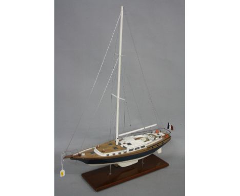 A LATE 20TH CENTURY BUILDERS MODEL OF A YACHT SY SCORPIO 62, design by Peter Ibold and built by Scorpio Maritime Ltd, on a st