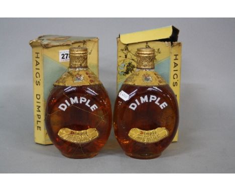 TWO BOTTLES OF JOHN HAIG DIMPLE SCOTCH WHISKY, post 1957, wire bound and boxed (some damage to boxes) Fill level approximatel