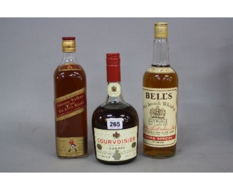 A BOTTLE OF COURVOISIER THREE STAR LUXE COGNAC,  24 fl oz, 70% abv. A Bottle of Johnnie Walker Old Scotch Whisky 26 2/3 fl oz