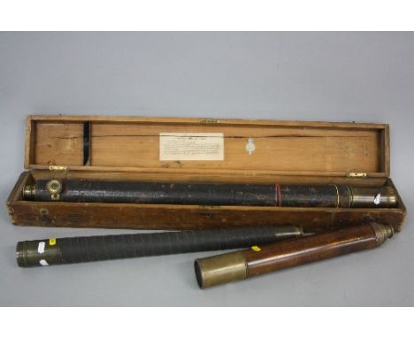 A COLLECTION OF SCIENTIFIC INSTRUMENTS, comprising a mahogany and brass two drawer telescope 'Day or Night' by Procter Beilby