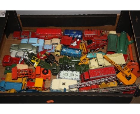 A QUANTITY OF UNBOXED AND ASSORTED PLAYWORN DIECAST VEHICLES, to include Dinky Supertoys Guy Van 'Golden Shred', Thunderbird 