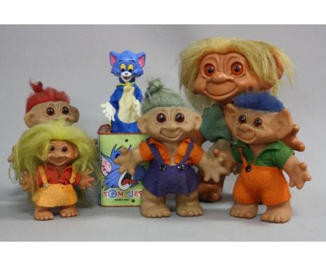 A COLLECTION OF TROLLS, circa 1960's, largest one marked Damn Things Establishment 1964, approximately 32cm high, others mark