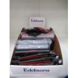 Box of faux leather goods including compacts, coffin wallet, coin pouches etc