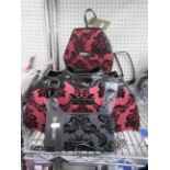 3x Rock Rebel Accessories; 1x Coffin Backpack (red); 1x Bat handbag (red); 1x Purse (black)- Total