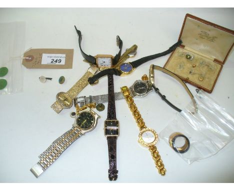 A Collection of watches to include , Timex , Excel, Gilex, sstuds, various beads and imitation pearls, brooches, rings and br
