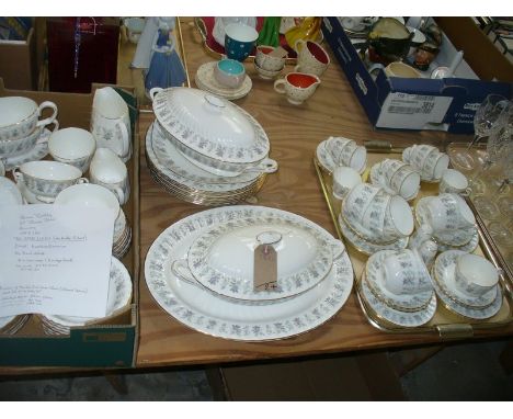 A Mintons 90 piece " Alpine Spring " tea and dinner service comprising 2 oval tureens and meat platters, cups , saucers, sauc