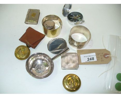 An Art Nouveau style pill box, two other pill boxes, a toddy ladle and other items (11)