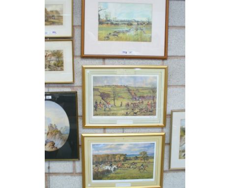 " Caught on Top "the hunt at Overton on Dee coloured print from the " Wynnstay Collection " , signed in pencil and a companio