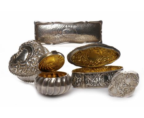 GROUP OF VICTORIAN  AND EDWARDIAN SILVER TRINKET BOXESincluding a heart-shaped box, maker Colen Hewer Cheshire, Birmingham 18