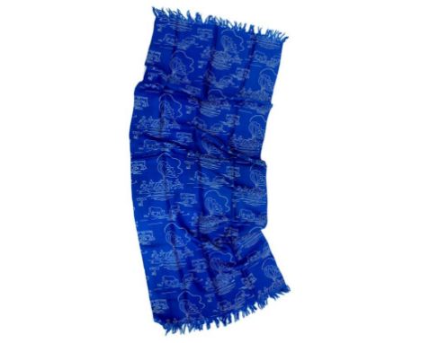 WORLD WAR TWO BRITISH HOME FRONT, A BLUE SILK SCARF DESIGNED BY ARNOLD LEVER, C1940 PROVENANCE: LORD AND LADY GORT