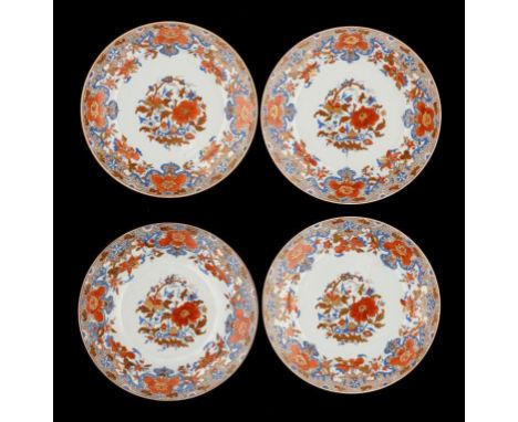 ONE AND A SET OF THREE CHAMBERLAIN'S WORCESTER PLATES MADE AS REPLACEMENTS FOR A CHINESE EXPORT PORCELAIN SERVICE, C1820  22.