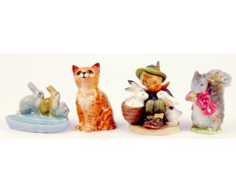 A BESWICK MODEL OF A GINGER KITTEN, A BESWICK BEATRIX POTTER FIGURE OF TIMMY TIPTOES, GILT PRINTED MARK, A W R MIDWINTER GROU