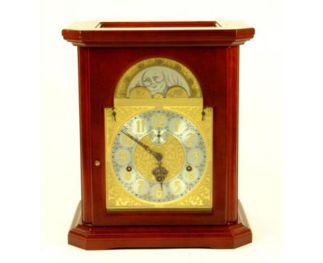 AN 18TH C STYLE MAHOGANY BRACKET CLOCK, THE BRASS DIAL WITH SUBSIDIARY DIAL, DATE APERTURE AND LUNAR WORK, THE MOVEMENT STRIK