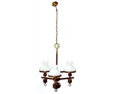 AN ART DECO BRASS CHANDELIER