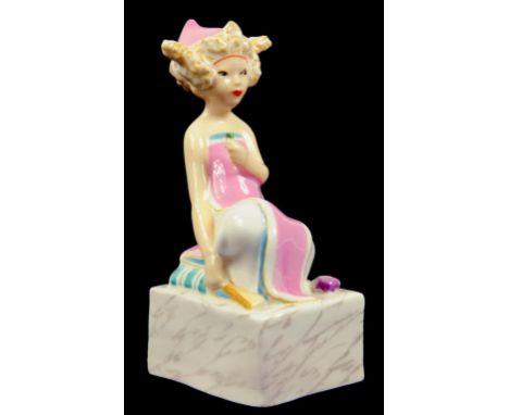 A ROYAL WORCESTER FIGURE OF MAGNOLIA BUD, BLACK PRINTED MARK, PUCE PAINTED TITLE