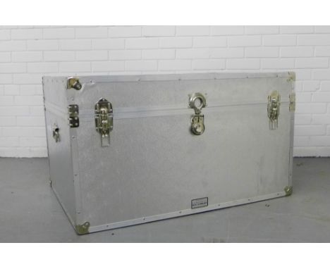 A contemporary metal covered storage chest / trunk, 58 x 103 cm 