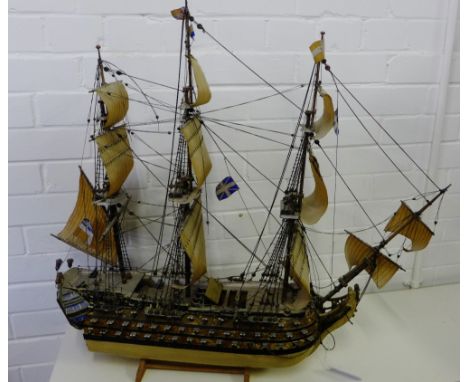 A model of HMS Victory - the Flagship of Admiral Lord Nelson, 83 x 75 cm 