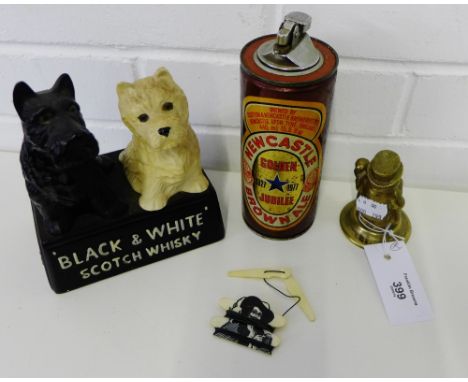 Breweriana to include a Black & White Scotch Whisky advertising figure, a Newcastle Brown Ale novelty lighter, McEwan's Famou