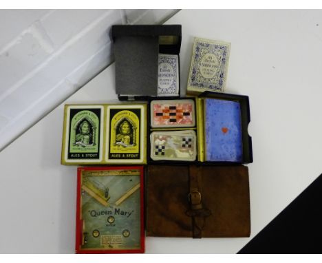 A quantity of cards to include Patience, Bridge and playing cards together with a vintage Queen Mary puzzle (a lot) 