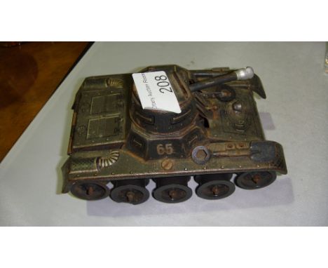 Vintage tin plate clockwork Gama Tank Made in Germany (play worn condition tracks missing)