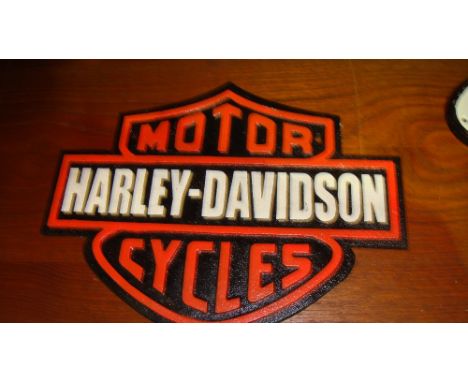 Cast iron Harley Davidson sign