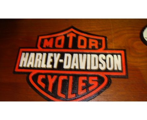 Cast iron Harley Davidson sign