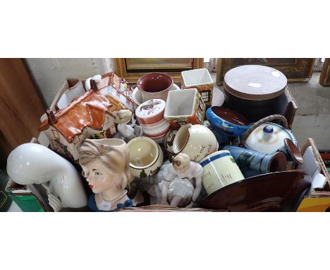 A COLLECTION OF DEVONWARE CERAMICS with other decorative pottery including Poole, Denby etc