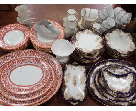 A MESSRS. DANIELL OF NEW BOND St. PART DINNER SERVICE with ochre coloured border of Asian design, a Doulton Burslem cobalt an
