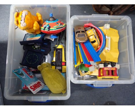MERRYTHOUGHT HIPPO AND GARFIELD with a Fischer Price circus, radio controlled cars, Jaws merchandise and others