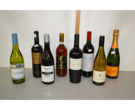 Group of eight various bottles of wine and sparkling wine