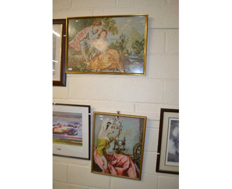 Two framed tapestry pictures