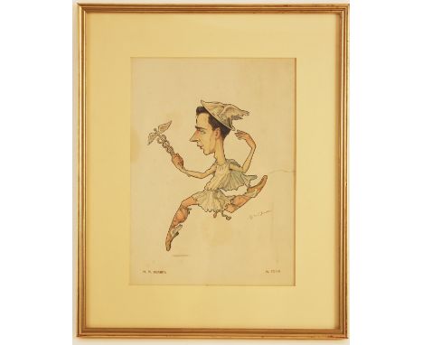 Nicolai Legat (Russian, 1869-1937) and Segei Legat (Russian, 1875-1905),A caricature of Mikhail Fokine as Mercury in the ball
