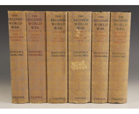 Churchill (Winston), THE SECOND WORLD WAR, first edition, 6 vols, blue cloth boards, DJs, monogram endpapers, Cassell &amp; C