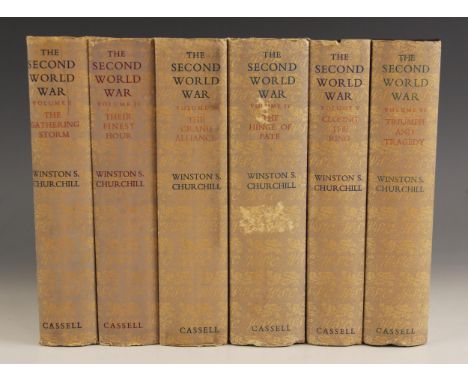 Churchill (Winston), THE SECOND WORLD WAR, first edition, 6 vols, blue cloth boards, DJs, monogram endpapers, Cassell &amp; C