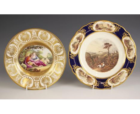 A Royal Worcester porcelain cabinet plate, 19th century, the centre decorated with a scene of Craignethan Castle, surrounded 