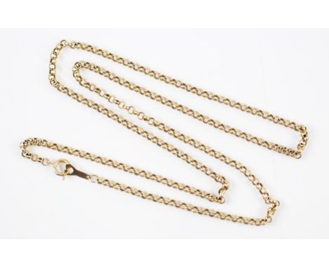 A 9ct yellow gold belcher link chain, the chain with bolt ring clasp fastening, stamped ‘FM’ London 1979, overall length 53cm