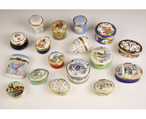 A collection of enamel boxes, 20th century and later, to include a Limoges example painted with stylised butterflies and flow