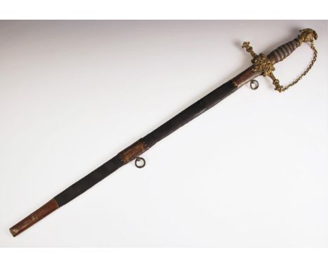 A British William IV presentation sword, 1837, the wire bound shagreen hilt with cast gilt-brass Knight’s Head pommel and aca