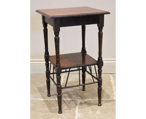 A Victorian walnut Aesthetic Movement occasional table, in the manner of E.W Godwin, late 19th century, the square top upon r