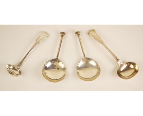 A pair of Edwardian Elkington and Co silver presentation spoons, London 1907, each with fig shaped bowl and seal topped termi