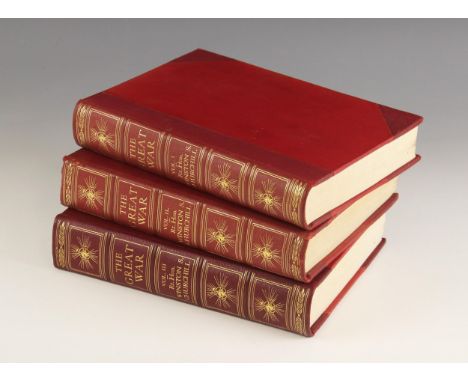 Churchill (Winston S.), THE GREAT WAR, first book edition, 3 vols, 3/4 red leather, red cloth boards, photographic portrait f