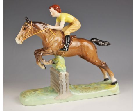 A Beswick 'Girl On Jumping Horse', model 939 designed by Arthur Greddington, issued 1941-1965, painted '35' and printed mark 