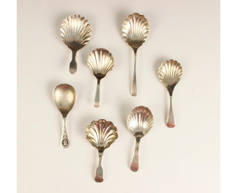 A George III silver caddy spoon, Samuel Godbehere and Edward Wigan, London 1790, the spoon with shell shaped bowl with initia