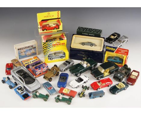 A collection of die cast model cars, to include: two Dinky Toys Cooper-Bristols, a Dinky Toys Talbot Lago, a Spot-On Sunbeam 