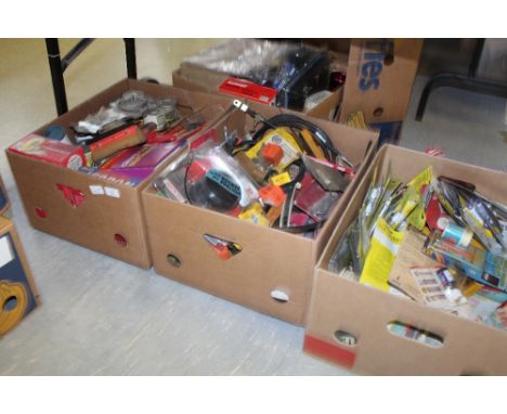 3 boxes of various auto spares, tools etc