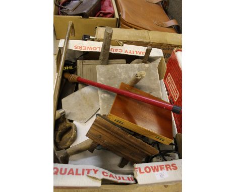 Box of masonry tools etc