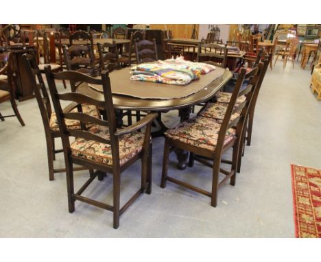 Ercol Elm Extending Table, 8 Chairs & 1 Carver Chair