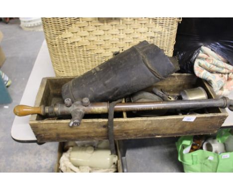 Box of tools, roll of Augers etc